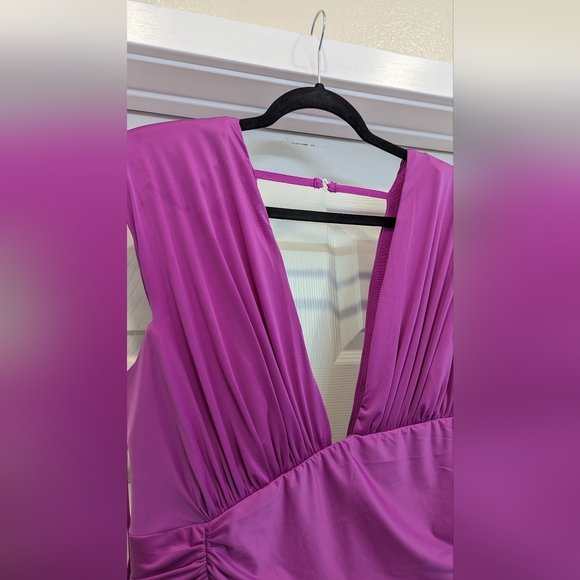 Fashion Nova - Fallon Ruched Midi Dress - Magenta - Picture 9 of 14